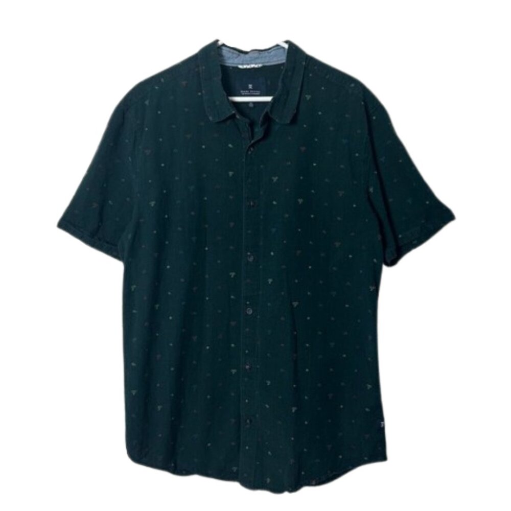 Roark Revival dark green embroidered safari short sleeve button up men's XL